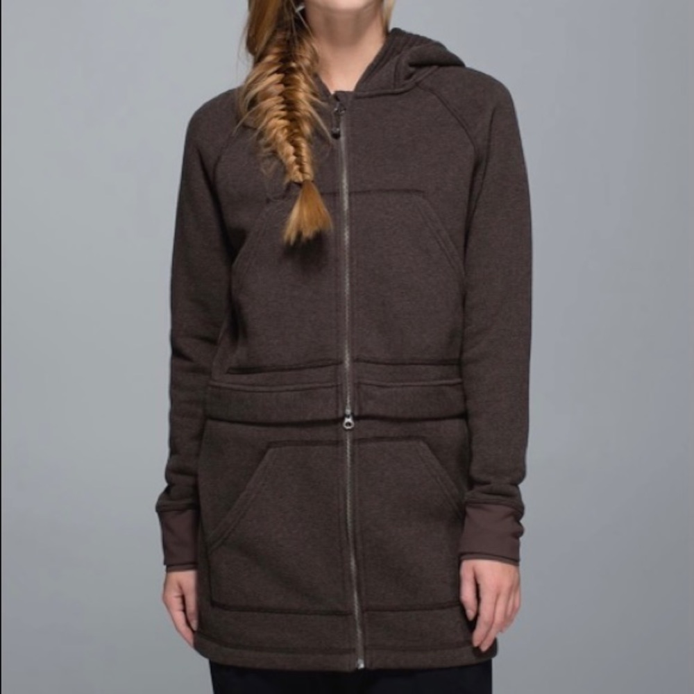 Lululemon Long & Short Of It Jacket Heathered Bark Chocolate Size 8